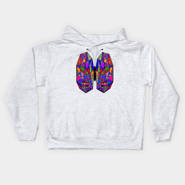 Geometric Butterfly Tangle with Transparent Background Kids Hoodie by Heatherian